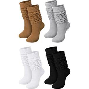 4 Pairs Slouch Socks for Women Bulk Stacked Boot 80s 90s Neon Slouch